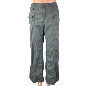 H&M Women's Gray High Waisted Straight Relaxed Cargo Windbreaker Utility Pants 8